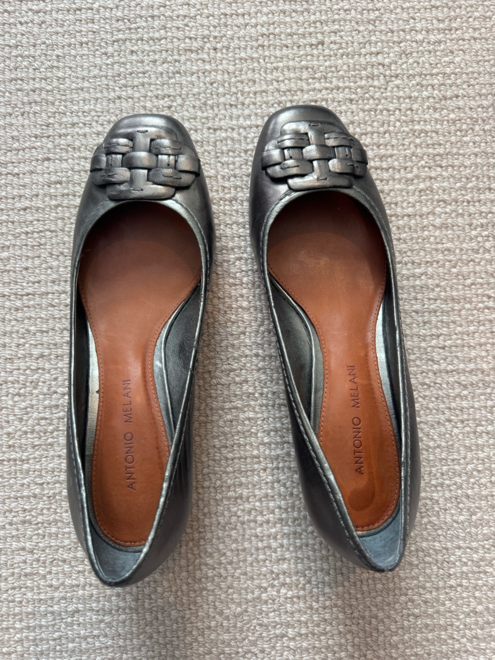 Antonio Melani Women's Metallic Gray Ballet Flats